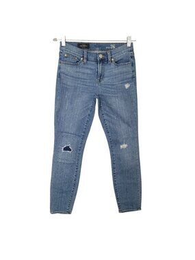 J.Crew Toothpick Skinny Jeans Womens Size 26 Blue Distressed Mid-Rise Cotton Ble